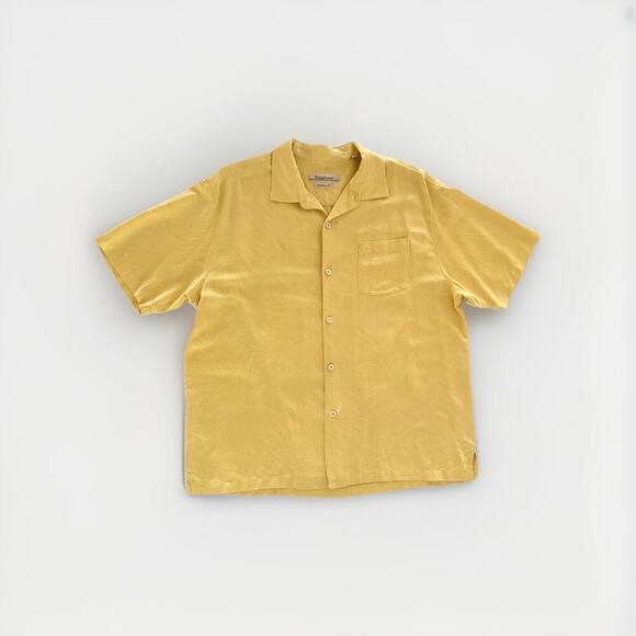 Tommy Bahama Silk Shirt Men’s Size XXL 2XL 100% Silk Yellow Short Sleeve Casual - Picture 1 of 10